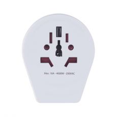 Cestovný adaptér s USB biely